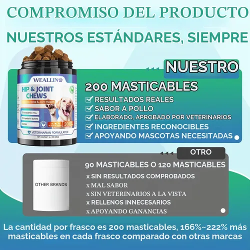 Vista 6 de Suplemento articular para perros, suplemento para articulaciones de perro, glucosamina, condroitina para cadera y articulaciones, golosinas