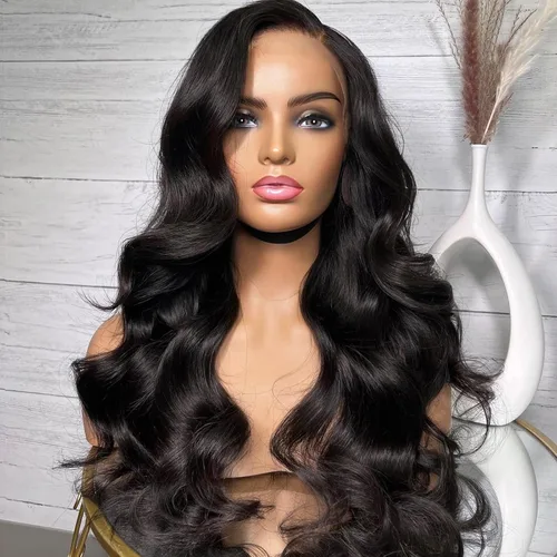 Vista 10 de BEEOS - Peluca frontal encaje HD 13x6 ondas corporales densidad 180% cabello humano nudos decolorados 18 pulgadas