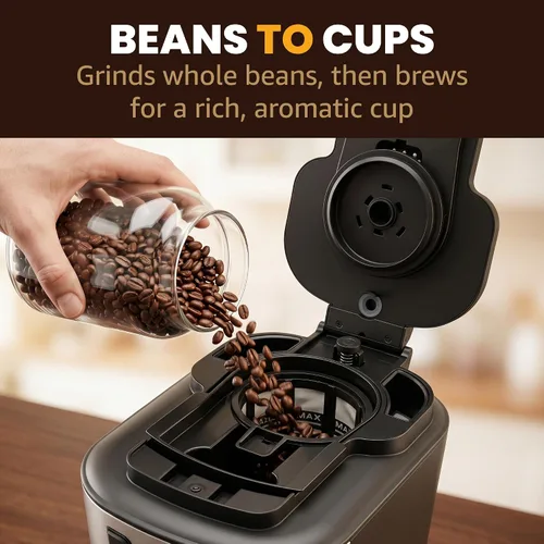 Vista 2 de Elite Gourmet Cafetera de 12 tazas con molinillo integrado, niveles gruesos Acero inoxidable y negro
