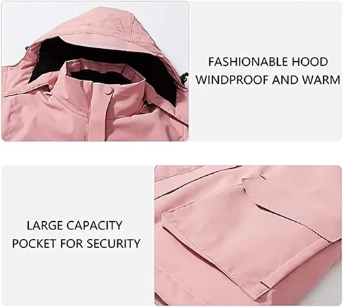 Vista 2 de Chaqueta térmica para Mujer, Chaqueta con Capucha eléctrica delgada, adecuada para deportes al aire Libre, Ciclismo y motos, Pesca, esquí