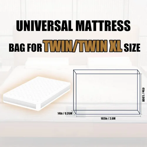 Vista 2 de Bolsa de colchón de plástico para mudanza o almacenamiento, tamaño individual, 1.5 mil Twin/Twin XL Size,Mattress Protector Covers,Moving