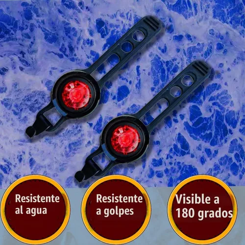 Vista 6 de 2 luces traseras para bicicleta, mini luces LED con correa, visibilidad de 180 grados, seguridad en todos los lados