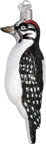 Vista 8 de Old World Christmas Adorno de cristal soplado de jilguero americano para árbol de Navidad, decoración navideña artesanal, colección de observadores