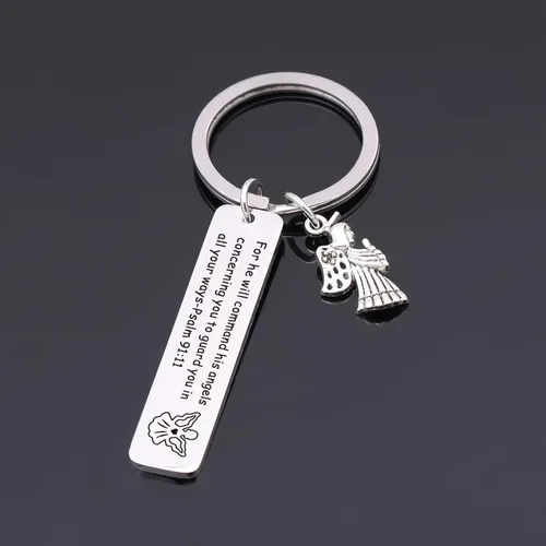 Vista 3 de Joyería religiosa Biblia Versículo Llavero Bautismo Joyería Confirmación Regalo
