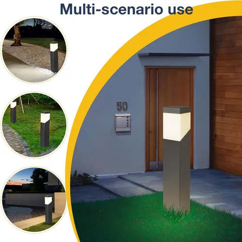 Vista 4 de Luces de camino de paisaje al aire libre, lámpara de bolardo moderna, lámpara de pie de aluminio impermeable con cable con enchufe de bombilla E26