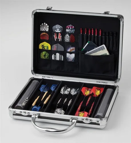 Vista 3 de Casemaster Legion - Estuche de dardos de aluminio con capacidad para 9 dardos de punta de acero y punta suave con espacio adicional para mantener