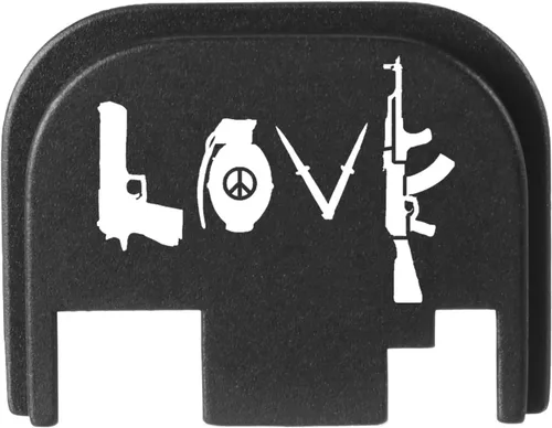 Vista 18 de NDZ Performance Gen 1-4 Rear Slide Cover Plate for Glock 9mm .40 .357 .45 Laser Engraved Popular Images in Black Aluminum - Choose Image