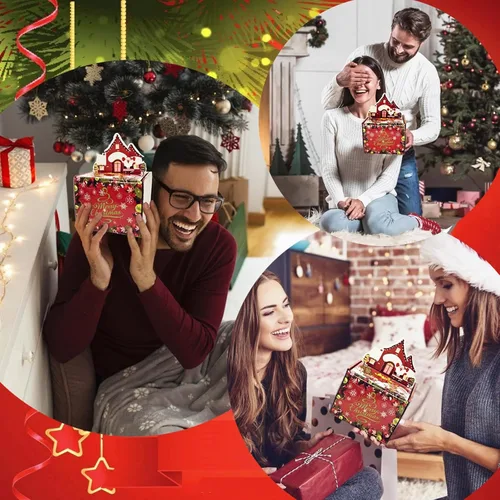 Vista 3 de Sbrvaniy Caja de dinero de Feliz Navidad para regalo en efectivo, divertidas cajas de regalo para efectivo, caja sorpresa caja de regalo