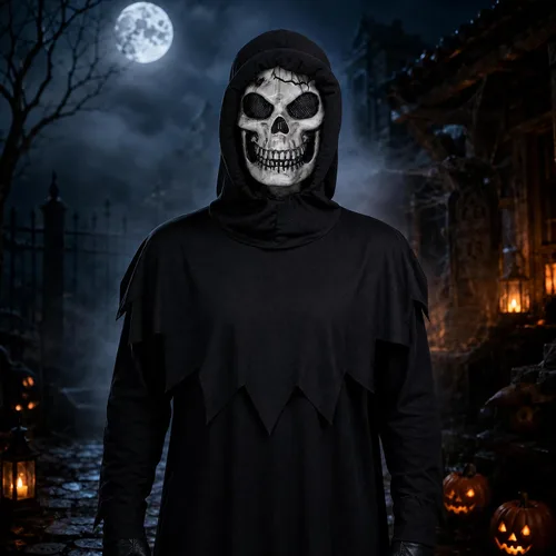 Vista 7 de Juego de 2 máscaras de calavera completa, máscara de esqueleto aterrador