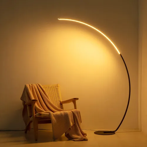 Vista 9 de NUÜR Moderna lámpara de pie LED de 5 anillos, lámpara de pie circular artística de 43.3 pulgadas, luz de acento escultural regulable sin escalones
