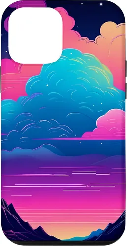 Vista 12 de iPhone 15 Colorful Retro Vaporwave Landscape Synthwave Case