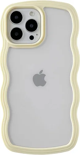 Vista 9 de Caseative Funda para iPhone 13 Pro Max, color negro Forma de marco de onda rizada linda a prueba de golpes suave