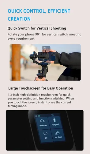 Vista 4 de FeiyuTech SCORP Mini 3 estabilizador de cardán para smartphone, módulo de seguimiento de IA integrado y ventilador de refrigeración, cardán