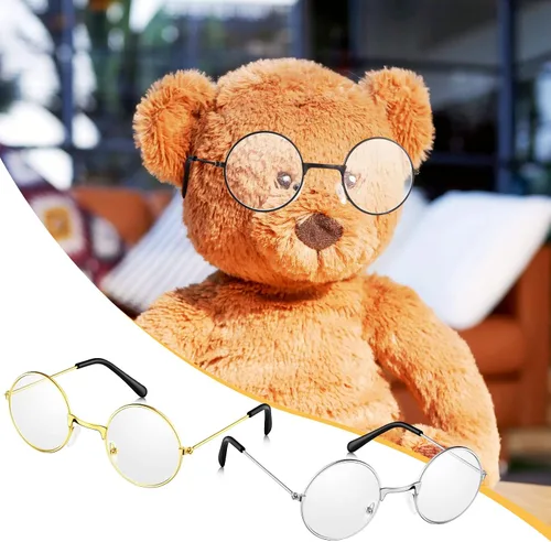 Vista 3 de Zjoey 3 pares de disfraces para niños, lentes de Papá Noel, con borde de alambre de metal, lentes transparentes, lentes de tela, accesorios