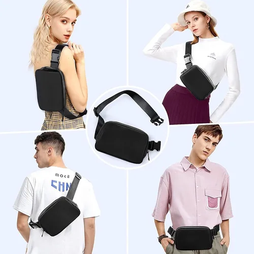 Vista 2 de Riñonera unisex a la moda para mujer, con correa ajustable, para correr, senderismo, ciclismo, viajes, Beige