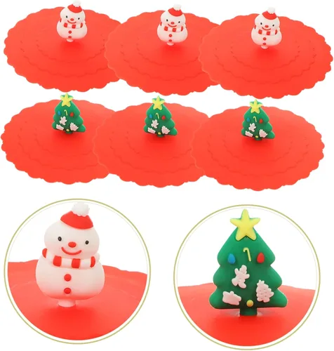 Vista 9 de BESTOYARD 30 piezas de silicona de Navidad tapa de taza de té taza de café, tapa de taza de té, tapa de taza de Navidad, tapas de taza de Navidad