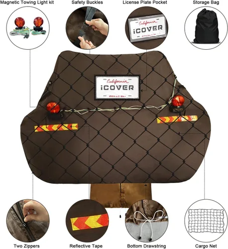 Vista 2 de iCOVER - Funda para bicicleta para transporte con luz magnética de remolque y bolsillo para matrícula, 800D resistente al agua, antidesgarros