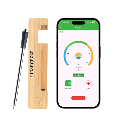 Vista 10 de Termómetro inteligente Bluetooth para carne con aplicación, termómetro digital inalámbrico para alimentos para asar a la parrilla, resistente al