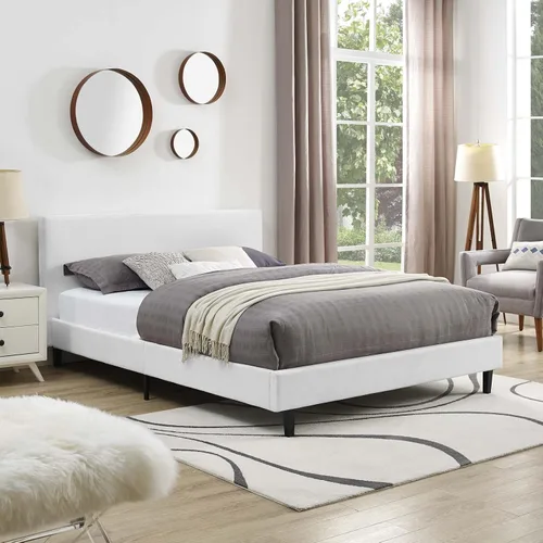 Vista 8 de Modway Anya - Cama de plataforma tapizada beige con soporte de listones de madera