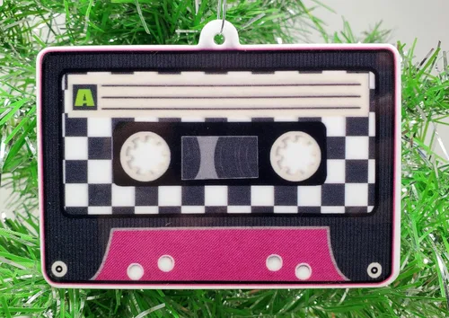 Vista 2 de Cinta de casete de los años 80 con temática retro adorno navideño (C74)