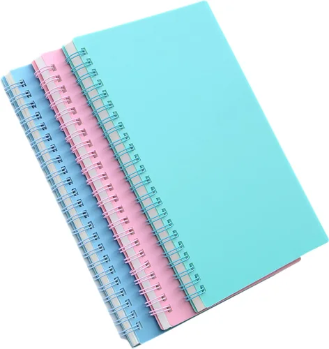 Vista 7 de Yansanido Cuaderno de espiral, 6 piezas A5 de tapa dura de plástico grueso de 0.315 pulgadas, 6 colores, 80 hojas, 160 páginas para estudio y notas