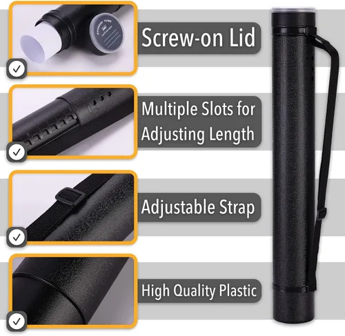 Vista 3 de Mr. Pen- Poster Storage Tube with Strap, 25"-40" Extendable Negro