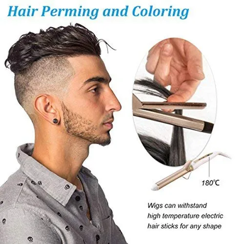 Vista 6 de Toupee para hombres, piel fina y suave, 100% cabello humano real europeo, piezas de cabello para hombre, 8x10 pulgadas, sistema de reemplazo de #1