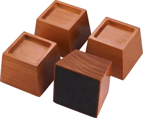 Vista 8 de Elevadores de muebles de madera de pino prémium de 2 pulgadas, resistentes, capacidad de 2000 libras, protectores de suelo, fáciles de instalar