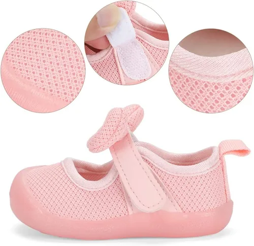 Vista 7 de Zapatos de bebé para niño y niña, zapatos de malla transpirable para caminar, suela de goma antideslizante, zapatos de cuna para primeros pasos