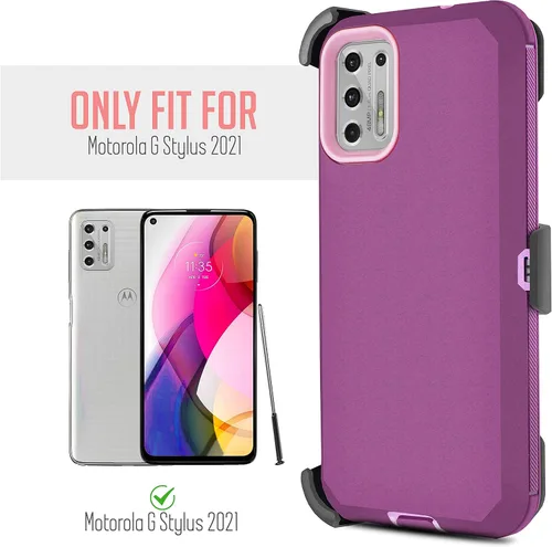 Vista 2 de Funda compatible con Motorola Moto G Stylus 2021, resistente, a prueba de golpes, cuerpo completo, protector de pantalla integrado, con soporte