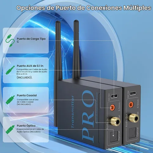 Vista 2 de 1Mii Transmisor y receptor de audio inalámbrico de 2.4 GHz