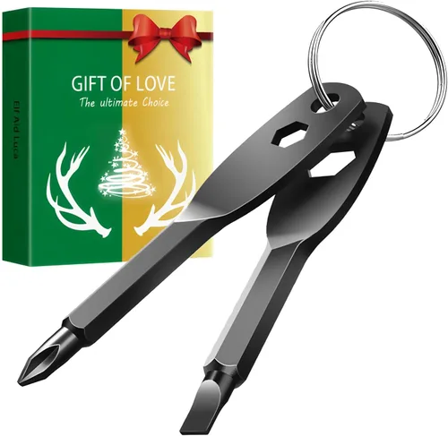 Vista 8 de Regalos de Navidad para hombres Llavero con destornillador de bolsillo, rellenos de calcetines para hombres, destornillador Phillips de cabeza
