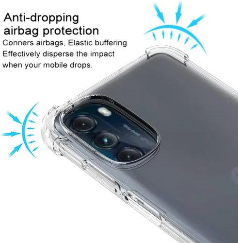 Vista 10 de Osophter Funda transparente para Moto G 5G 2022 con protector de pantalla, TPU con absorción de golpes, esquinas reforzadas, cubierta flexible
