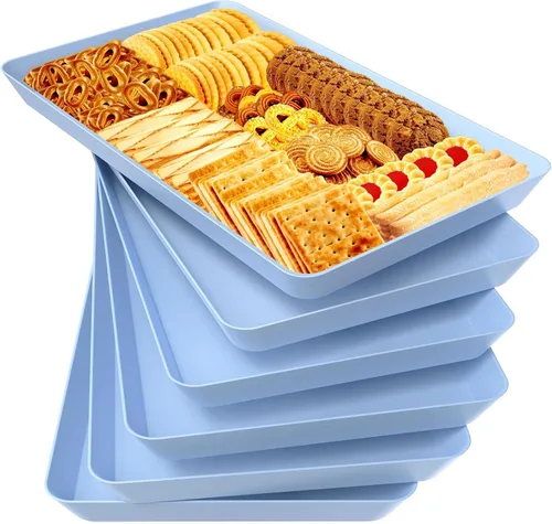 Vista 26 de WOWBOX 4 bandejas de servir para entretenimiento, platos para servir aperitivos, frutas, galletas, postres, bandejas de plástico reutilizables