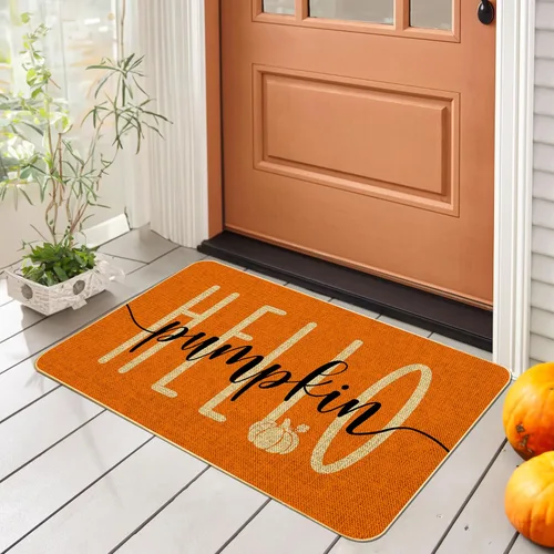 Vista 8 de Alfombra Decorativa de Puerta de Bienvenida Roja Feliz Navidad, Alfombra de Puerta de Invierno de Temporada, Alfombra de Piso de Perfil Bajo