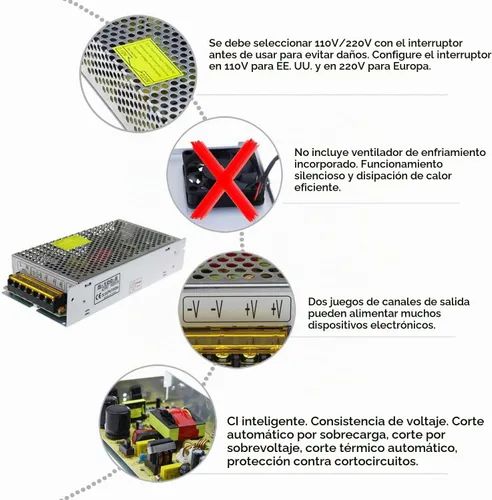 Vista 6 de ALITOVE - Adaptador de fuente de alimentación de 5V 20A, convertidor de CA a CC, transformador de 5 voltios 20 amperios, controlador LED