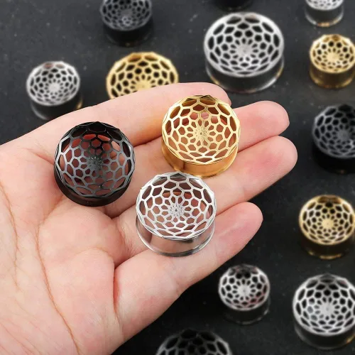 Vista 9 de 1 par de tapones para los oídos clásicos de acero inoxidable 316, hipoalergénicos, calibre 0.315 in-0.984 in (0G-1") Piercing para el cuerpo, 1 par