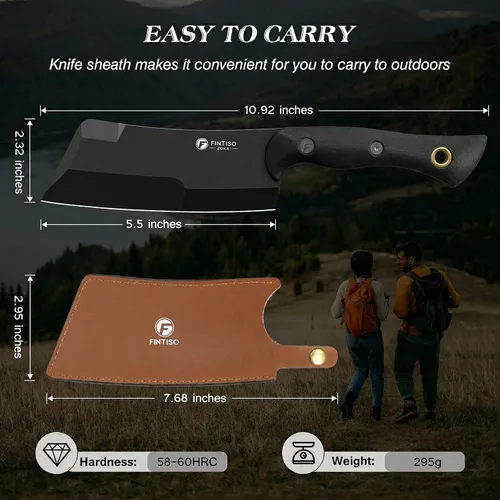 Vista 6 de Cuchillo de carnicero de 5.5 pulgadas, cuchillo de chef y cuchilla de carnicero 2 en 1 con funda, cuchillos de cocina multiusos con mango G10