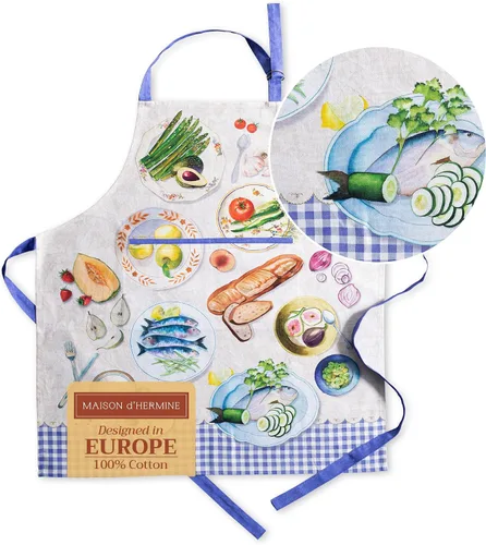 Vista 981 de Maison d' Hermine Delantales para mujer con bolsillo, 100% algodón (27.50 x 31.50 pulgadas)
