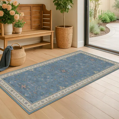 Vista 209 de Hazo Haus – Alfombra pequeña para entrada, cocina o baño, antideslizante con base de goma, resistente a las manchas y a la decoloración, diseño