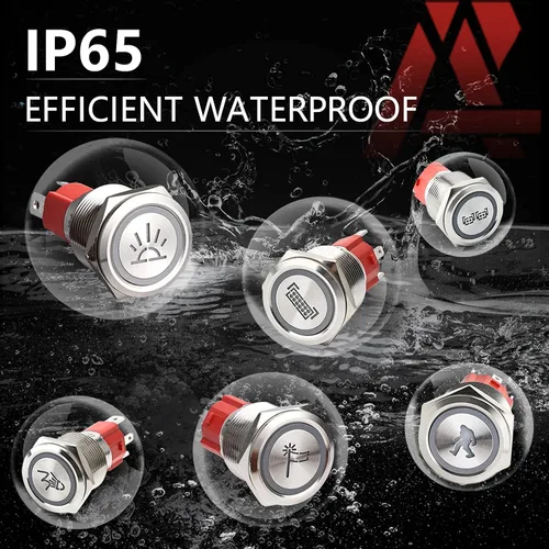 Vista 6 de APIELE Interruptor de luces interiores, interruptor de palanca basculante SPST de acero inoxidable 10A 12V 24VDC precableado 19MM 0.74"