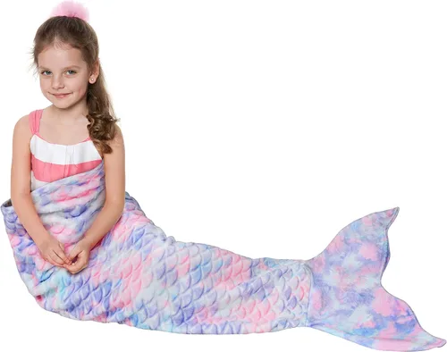 Vista 13 de Catalonia Manta de cola de sirena para niños, manta de franela súper suave para dormir para niñas de 3 a 14 años, regalo de cumpleaños para hija