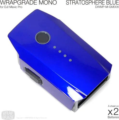Vista 2 de Wrapgrade Mono Skin compatible con baterías DJI Mavic Pro (azul estratosfera)
