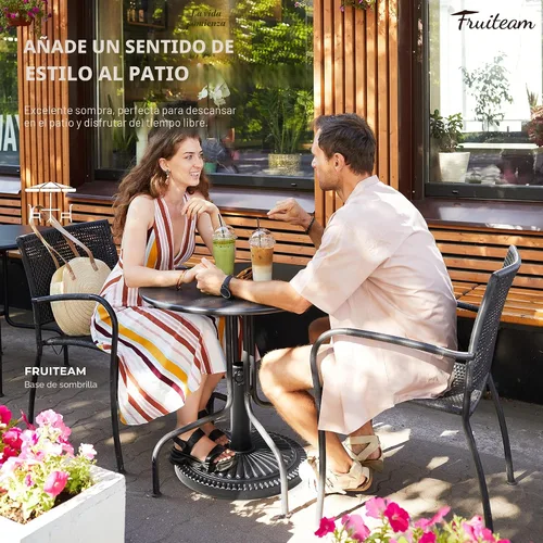 Vista 7 de FRUITEAM Base redonda de sombrilla de patio de 15 pulgadas, 23 libras, soporte para sombrilla prellenado, patrón de girasol, resistente, para patio
