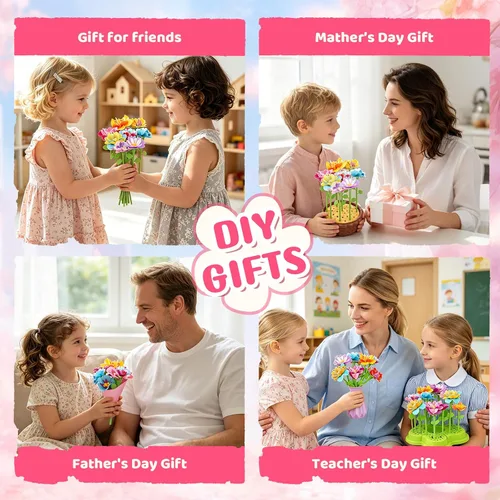 Vista 5 de FUNZBO Craft for Girls Kids Ages 6-8-12 - Kit de ramos de flores de tela
