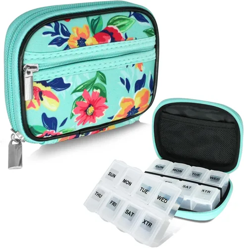 Vista 27 de Serfeymi Pastillero semanal para viaje, pastillero para bolso con pastillero extraíble de 7 días, organizador de medicamentos de viaje, contenedor
