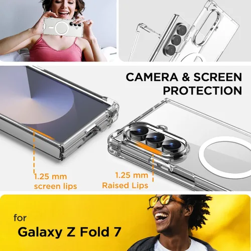 Vista 2 de AICase Funda transparente para Samsung Galaxy Z Fold 7, compatible con MagSafe, transparente, protección a prueba de golpes, resistente al
