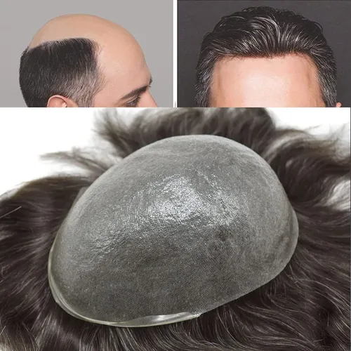 Vista 37 de Hombres Toupee 100% Europeo Remy Cabello Humano Piezas 0.002 in Ultra Delgado Piel Sistema de Reemplazo de Pelo Toupee para Hombres Protesis Capilar