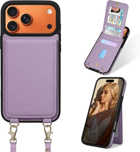 Vista 26 de Funda para iPhone 12 Pro/12, 6.1'', Funda Cartera Cruzada Desmontable con Ranuras para Tarjetas con Bloqueo RFID, Anillo de Soporte 360, Funda Negro