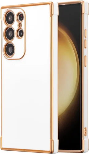 Vista 9 de RALEAVO para Samsung Galaxy S21 5G Funda de teléfono con borde chapado de lujo, cubierta delgada ligera brillante con brillo, cubierta protectora